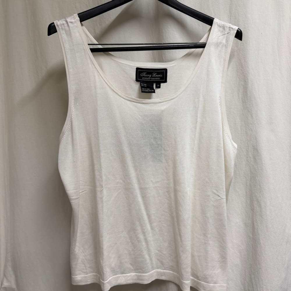 Terry Lewis Classic Luxuries Silk Knit Tank Top Cream 2X NWT layering workwear